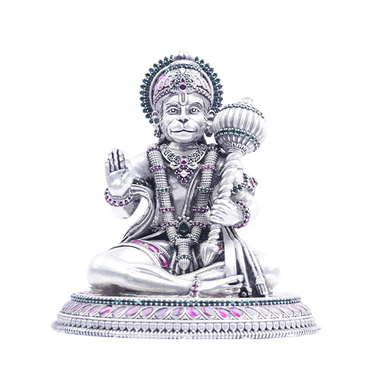 92.5 Silver Hanumanji Idol  Ashirwad Mudra for Devotional Decor