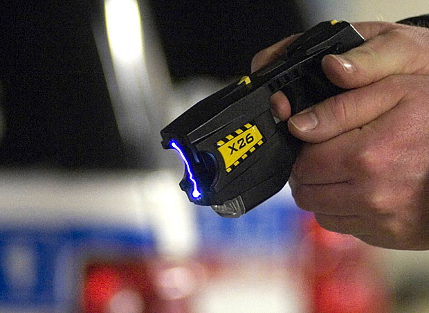 OPP are looking for a suspect after someone brandished a stun gun during a robbery in Coboconk.