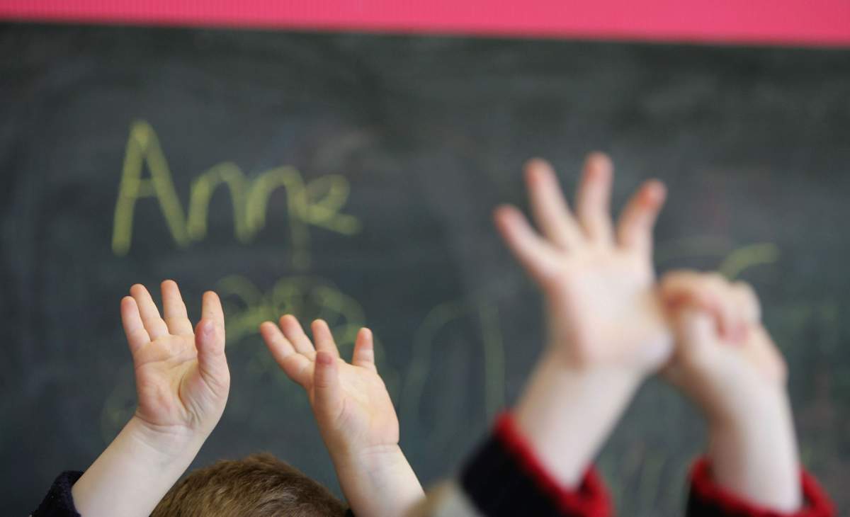 Classroom hands raised