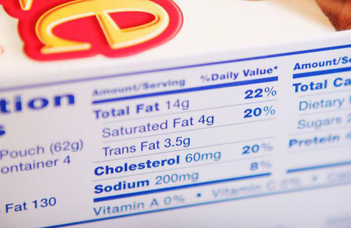 Nutrition facts label