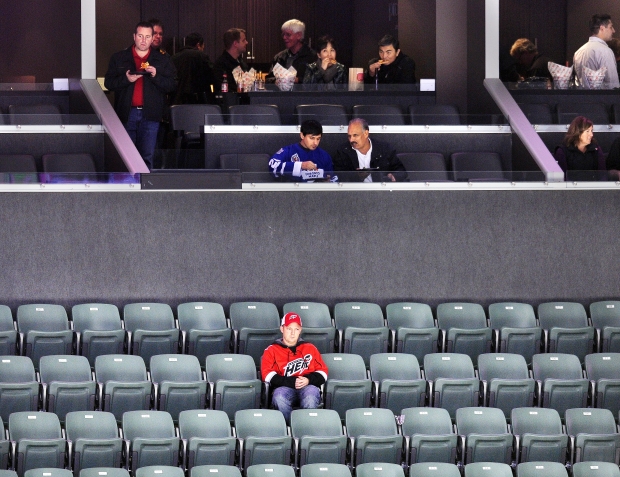 Attendance is a sparse for a Nov. 1, 2012 game between the Abbotsford Heat and Toronto Marlies at the Abbotsford Entertainment and Sports Centre.


