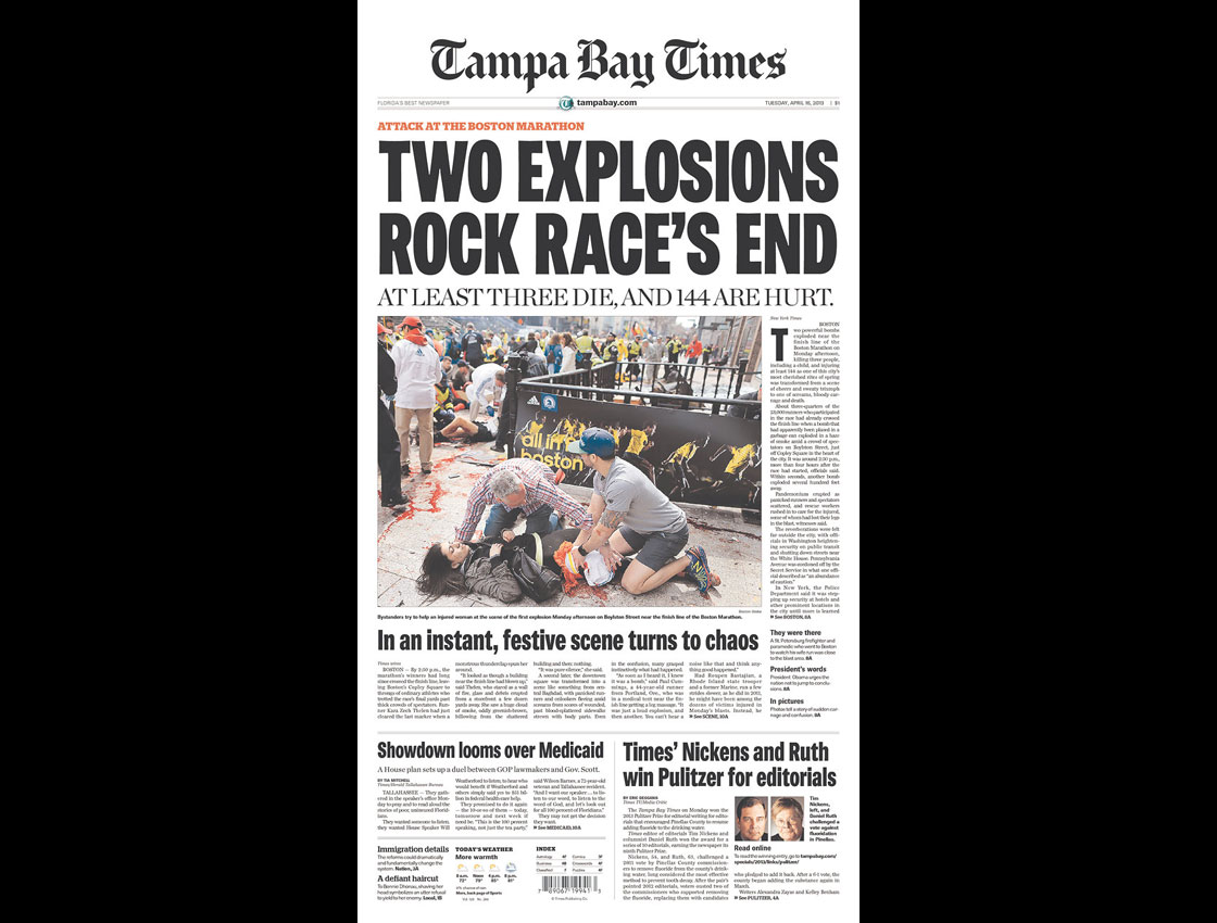 Gallery: Newspaper front pages morning after Boston Marathon - image