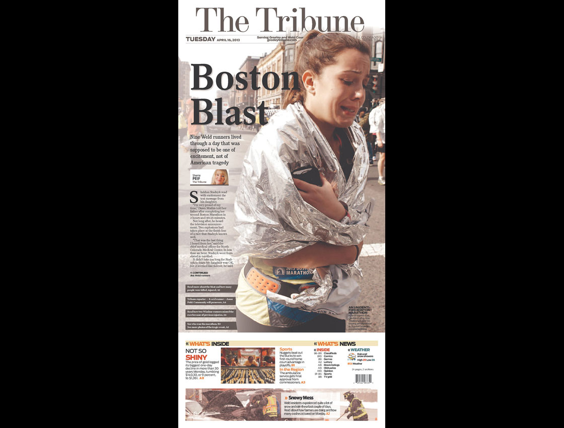 Gallery: Newspaper front pages morning after Boston Marathon - image