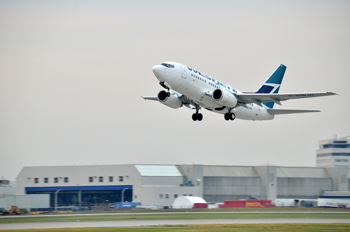 Westjet plane takes off