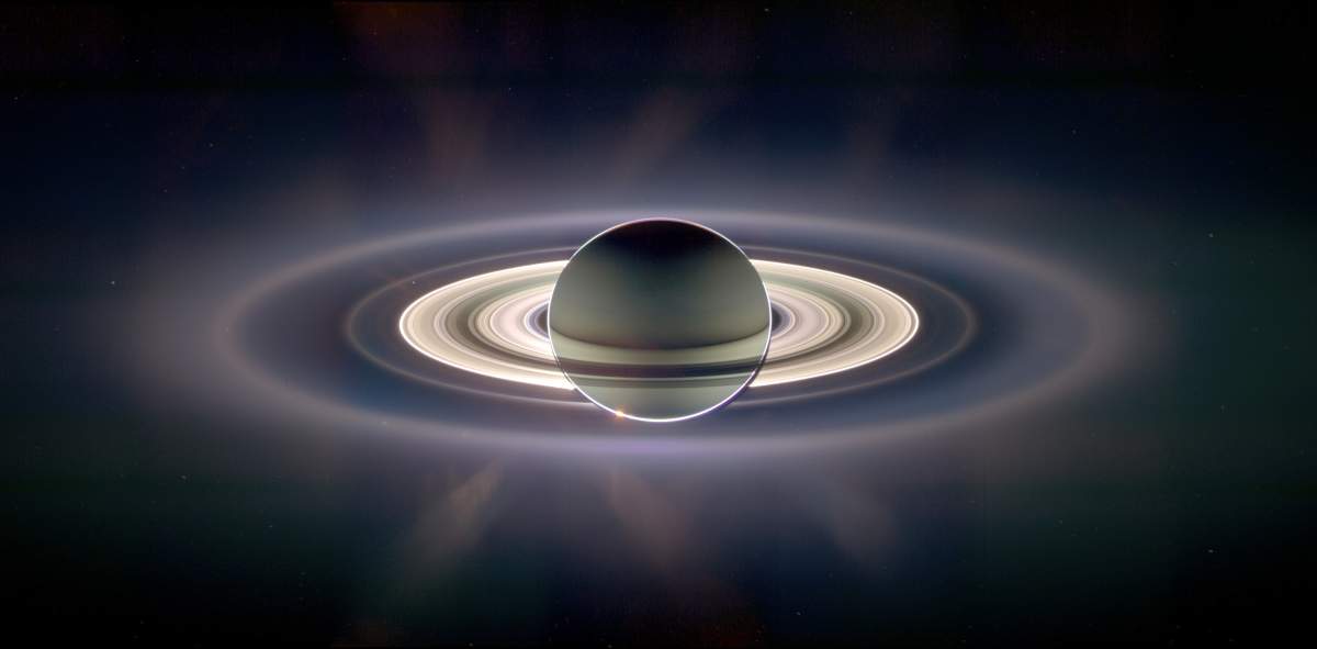 Saturn, as seen from the Cassini spacecraft orbiting the giant planet. Lucas Green included a similar image in his video.