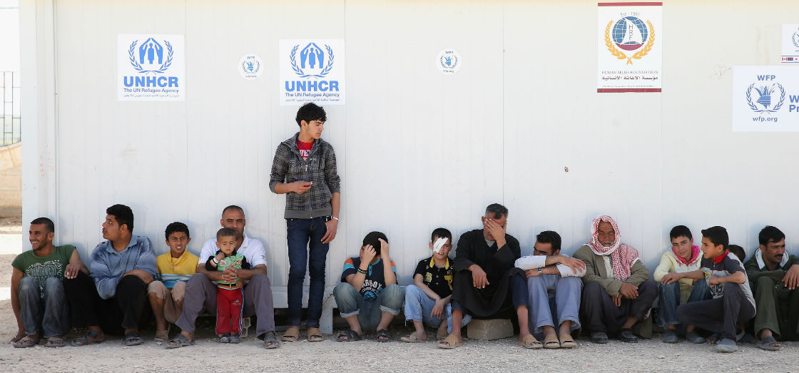 Syrian refugees at the King Abdullah Refugee Camp for Syrian refugees 2 kilometers from the Syrian border on March 13, 2013.