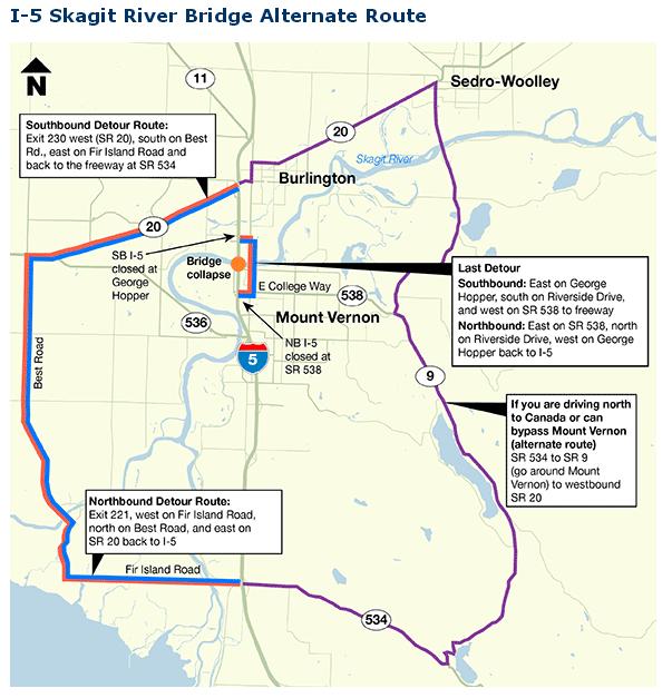 Alternate routes map
