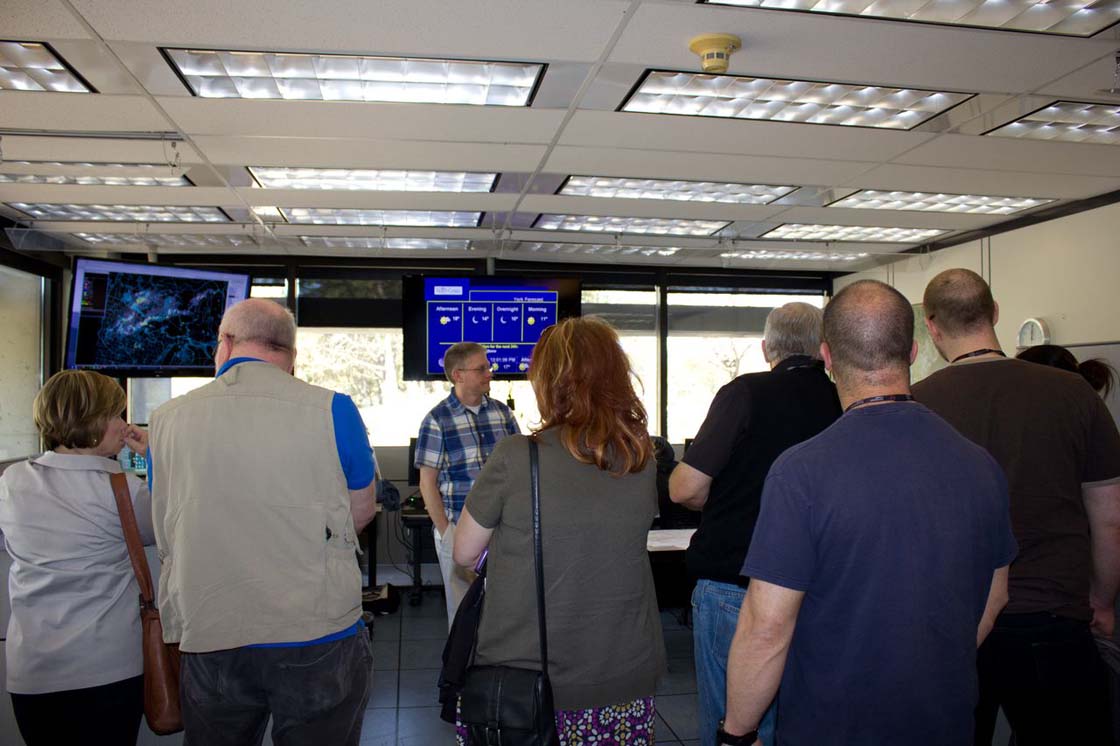 Geoff Coulson, Weather Preparedness Meteorologist with Environment Canada, shows CANWARN spotters the Ontario Storm Prediction Centre in Toronto.