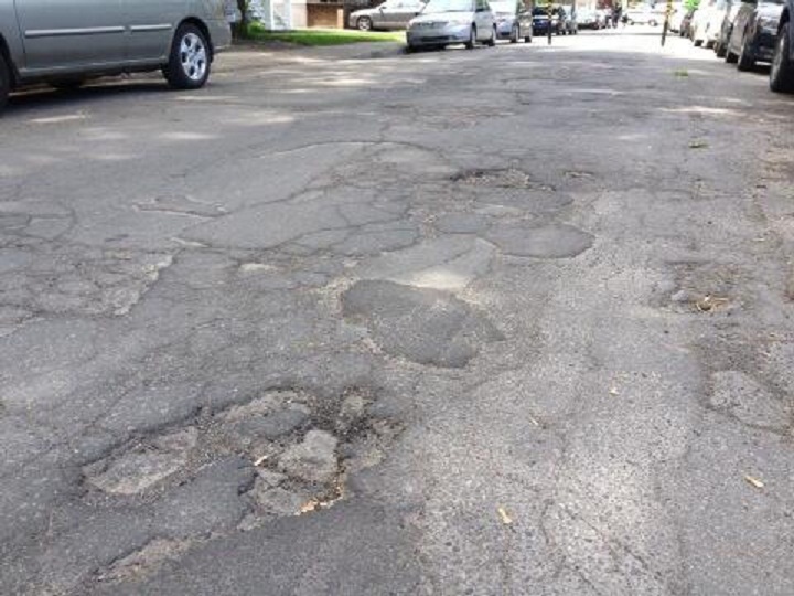 Crumbling roads in Montreal.