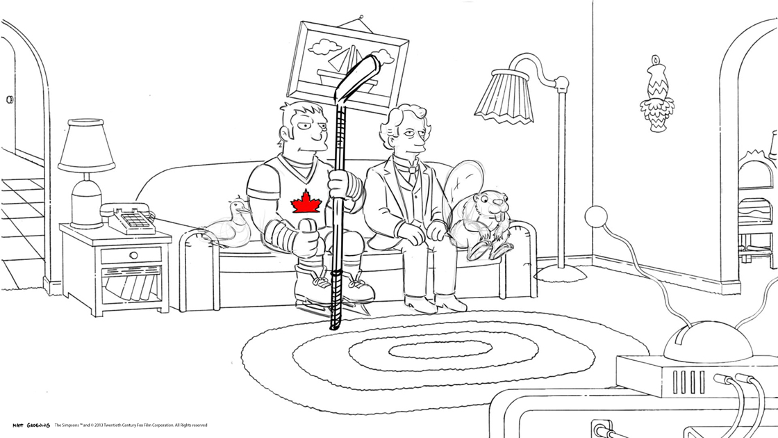 A storyboard of Ray Savaya's "couch gag" for The Simpsons.