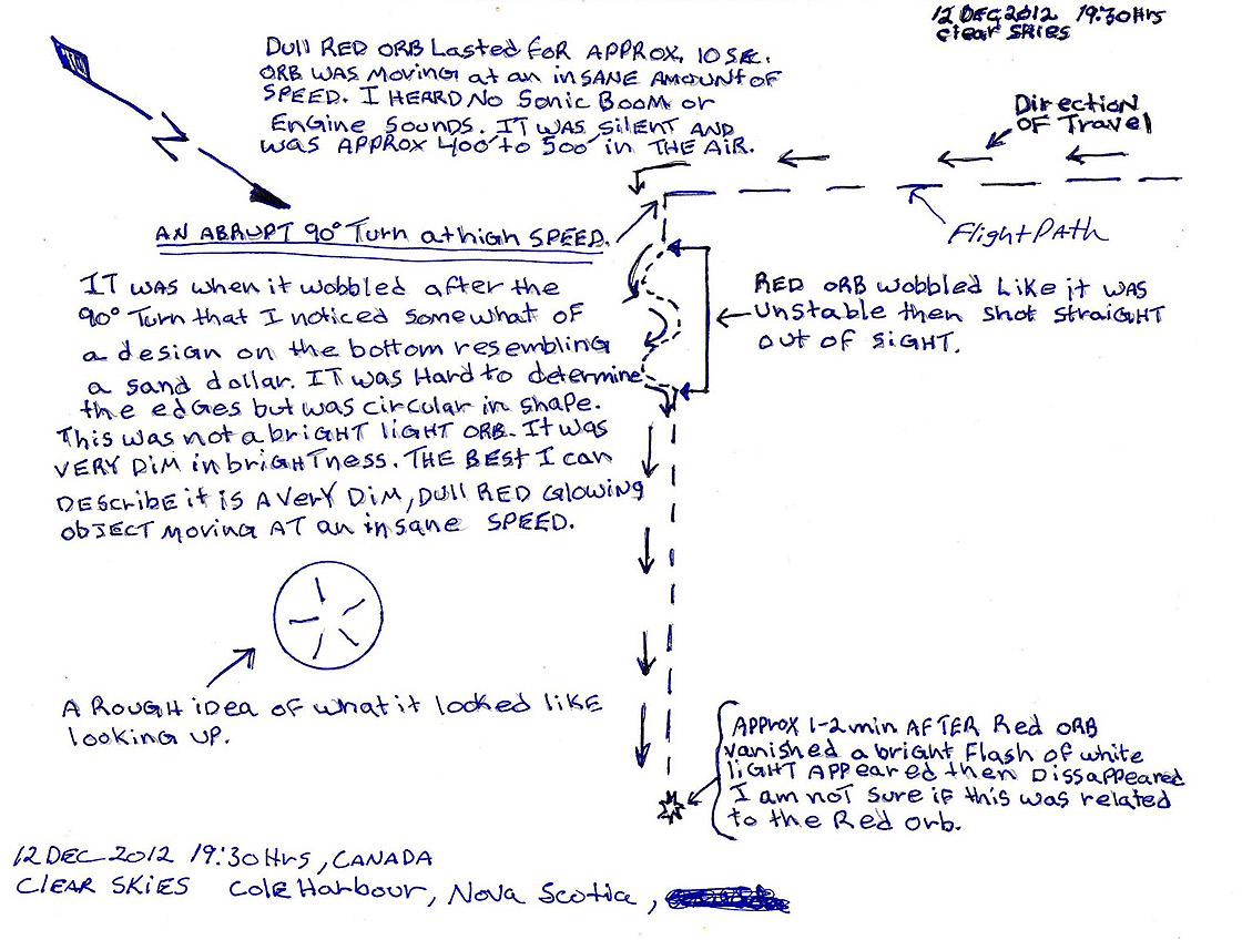 Gallery: Sketches made by witnesses of UFO sightings in Canada in 2012 - image