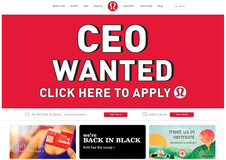 Think you might have what it takes to be Lululemon’s next CEO? You might want to practice your headstands.