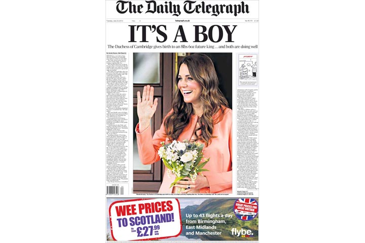 Gallery: British newspaper front pages morning after a prince is born - image