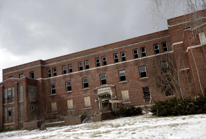 An abandoned hospital is seen February 24, 2013 in Detroit, Michigan.