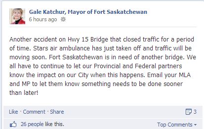 Fort Saskatchewan mayor calls for second bridge into Edmonton - image