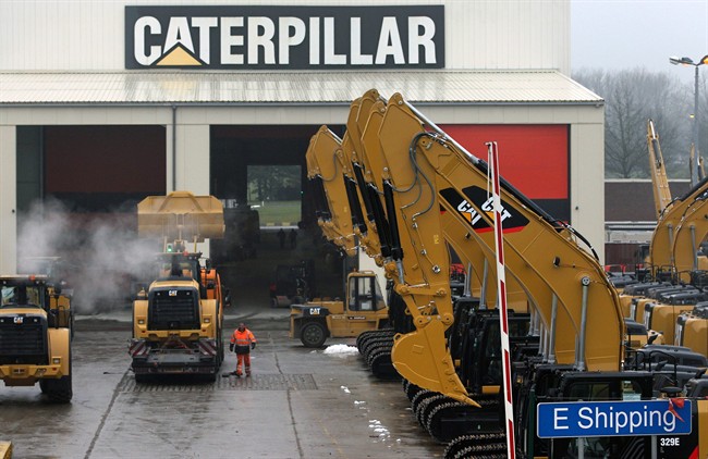 FILE - This Thursday, Feb. 28, 2013, file photo shows a parking lot at Caterpillar Belgium, in Gosselies, Belgium. 