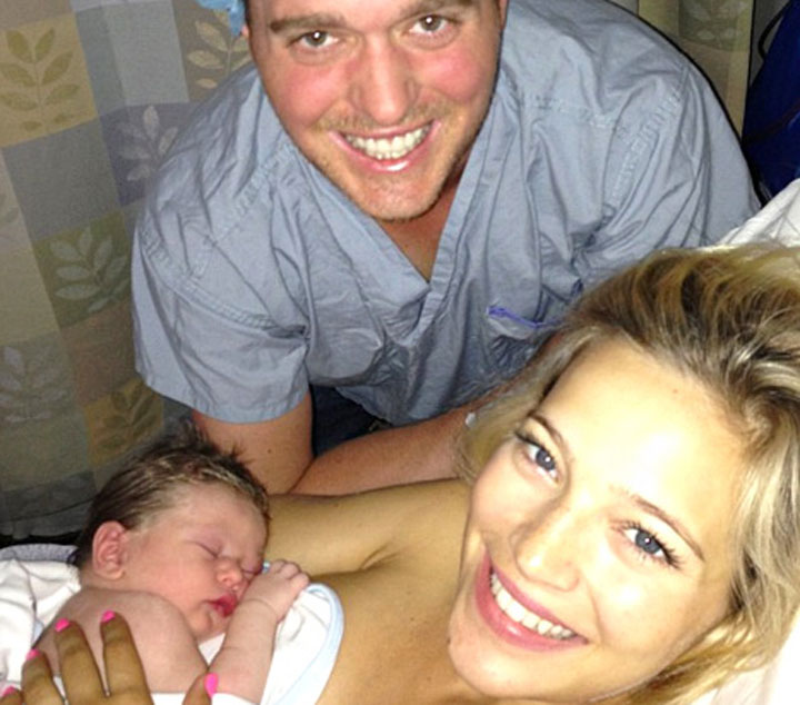 Michael Buble and Luisana Lopilato with Noah shortly after his birth.