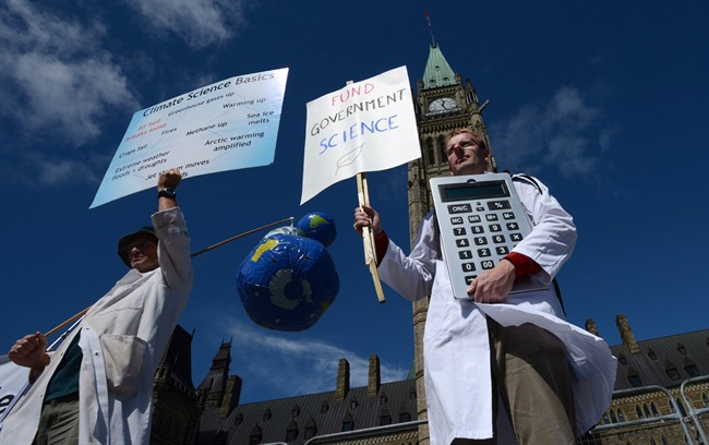 Scientists rally on Parliament Hill in Ottawa on Monday, September 16, 2013.