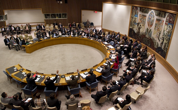 FILE -- Members vote on a resolution on Syria in the United Nations Security Council during a meeting on Syria February 4, 2012 at the United Nations in New York. 