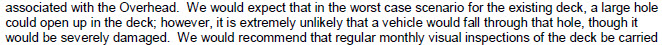 Part of a December 2008 inspection report on the Dufferin Bridge.