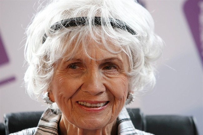 FILE - This June 25, 2009 file photo shows Canadian Author Alice Munro at a press conference at Trinity College, Dublin, Ireland. Munro has won the 2013 Nobel Prize in literature Thursday Oct. 10, 2013.