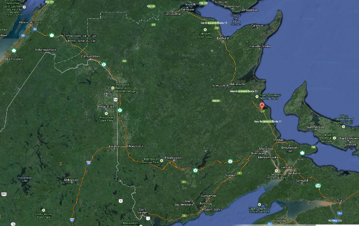 Rexton, NB located on Google Maps (GlobalNews.ca screen grab)