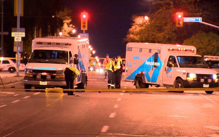 A pedestrian trying to cross Kennedy Rd. at Eglinton Ave. E. was struck and killed October 20, 2013. 