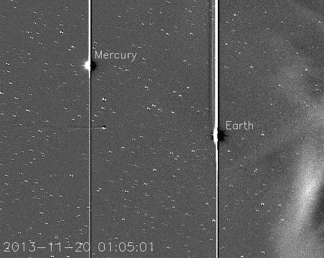 A movie from NASA’s STEREO spacecraftComet ISON, Mercury, Comet Encke and Earth over a two day period from Nov. 20 to Nov. 22, 2013.