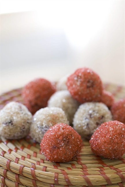 This Sept. 23, 2013 photo shows no bake cranberry coconut bites in Concord, N.H. 