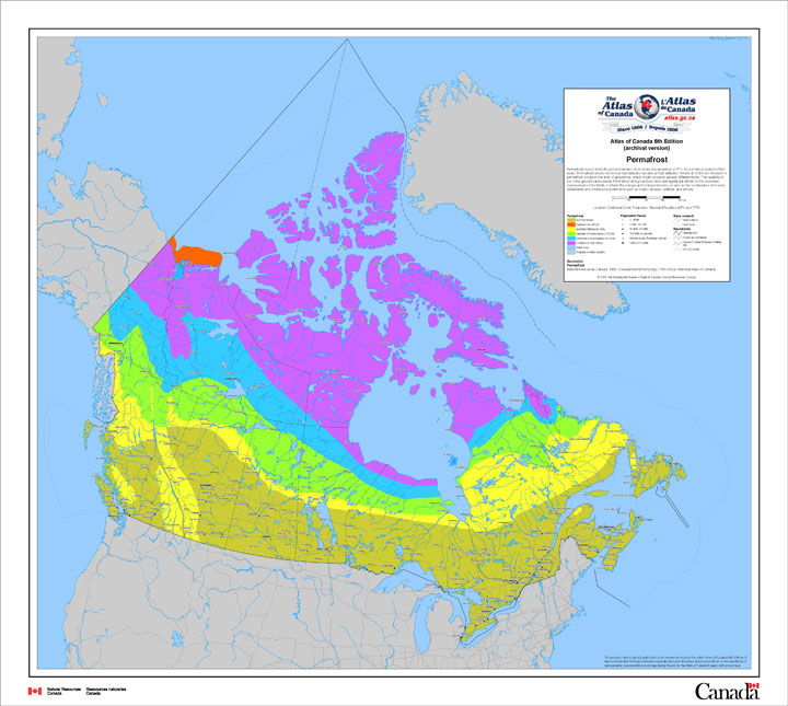 Permafrost locations across Canada. (Natural Resources Canada)