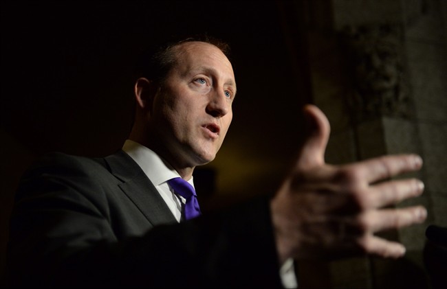 Peter MacKay, Minister of Justice and Attorney General of Canada, takes part in a press conference in the House of Commons foyer on Parliament Hill in Ottawa on Monday, Nov. 25, 2013. THE CANADIAN PRESS/Sean Kilpatrick.