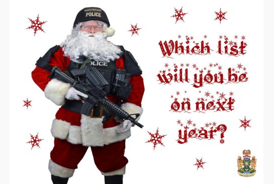 APD’s controversial 2012 Christmas greeting card.
