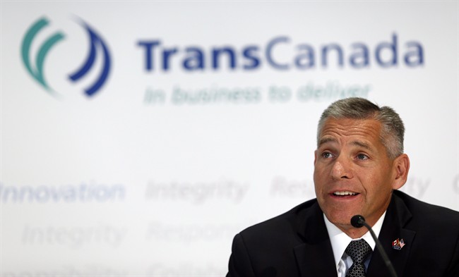 TransCanada CEO Russ Girling attends a news conference in Calgary, Alta., in this Aug. 1, 2013. file photo. 