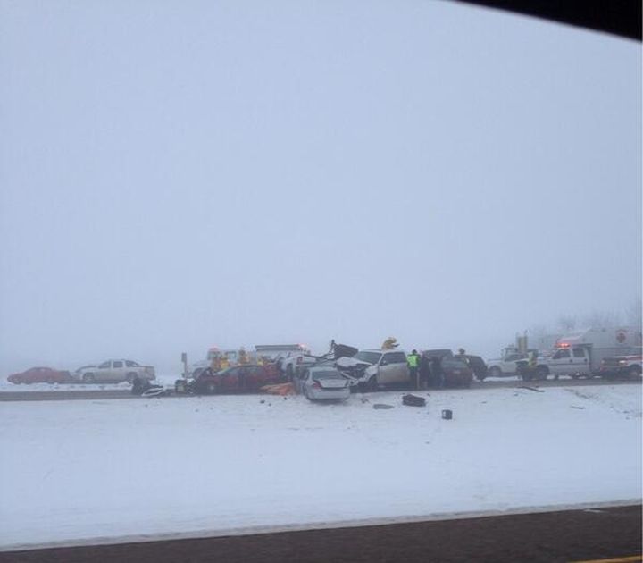 RCMP were called to a 21 vehicle pileup on Highway 16 east of Edmonton Sunday, December 1, 2013.