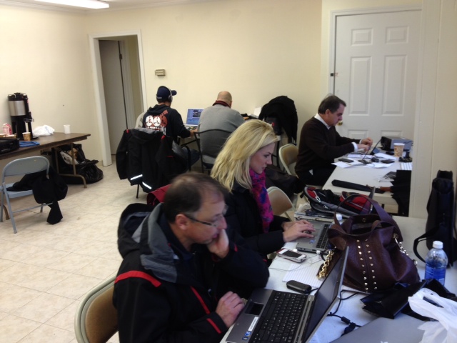 The makeshift Global News office in Newtown, CT.