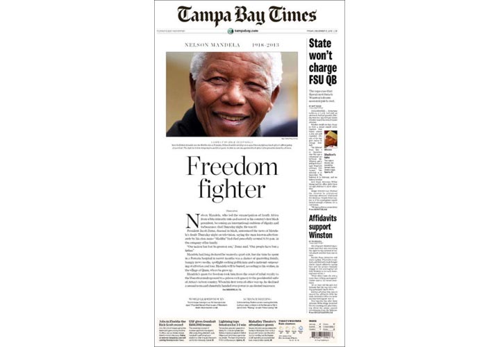 Mourning the death of Nelson Mandela: Newspaper, magazine front pages from around the world - image
