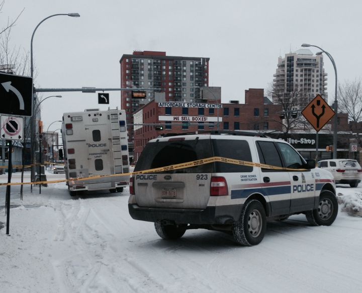 Homicide detectives are investigating after a body was found in a downtown Edmonton parkade Saturday, Dec. 28, 2013.