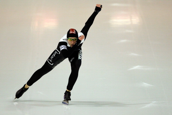 Kali Christ of Canada competes in the 1000m Ladies race on Day 2 of the Essent ISU World Cup Speed Skating Championships 2013 at Thialf Stadium on March 9, 2013 in Heerenveen, Netherlands.