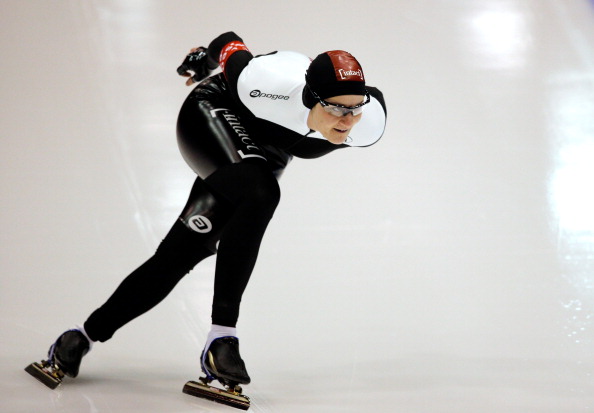 Kaylin Irvine of Canada competes in the 1000m Ladies race on Day 2 of the Essent ISU World Cup Speed Skating Championships 2013 at Thialf Stadium on March 9, 2013 in Heerenveen, Netherlands.