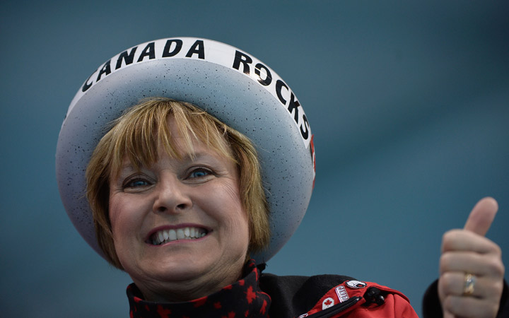 A curling fan in Sochi.
