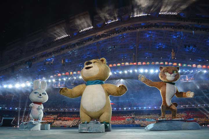 Sochi mascots at the Opening Ceremony