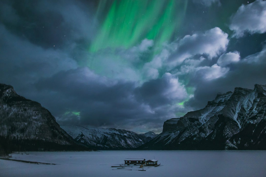 Richard Gottardo, a professional photographer who runs tours of the aurora (experienceaurora.com), captured the northern lights over Lake Minnewanka. Alberta.