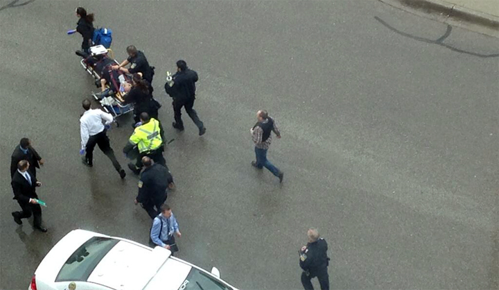 A photo of the shooting victim being treated by paramedics was tweeted by lawyer Daniel Brown.