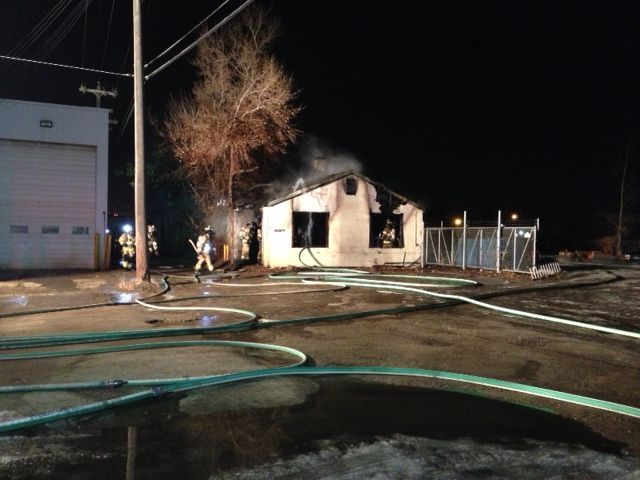 Edmonton firefighters battle blaze in the southside of the city, Saturday, March 15, 2014. 