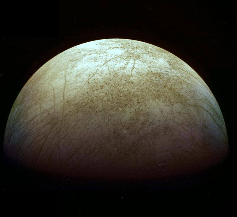 Could Jupiter’s moon Europa, seen here, contain life?