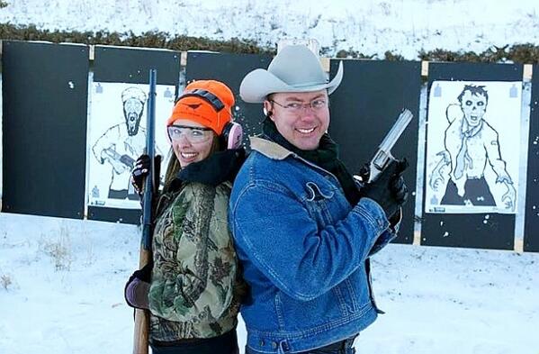 Anders, the MP for Calgary West, and Melissa Mathieson, who is running for the federal Conservative nomination in the upcoming Macleod byelection, at a Calgary shooting range. Twitter@CalgaryHerald