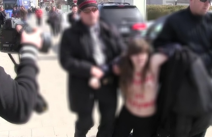 Quebec Femen protest Couillard