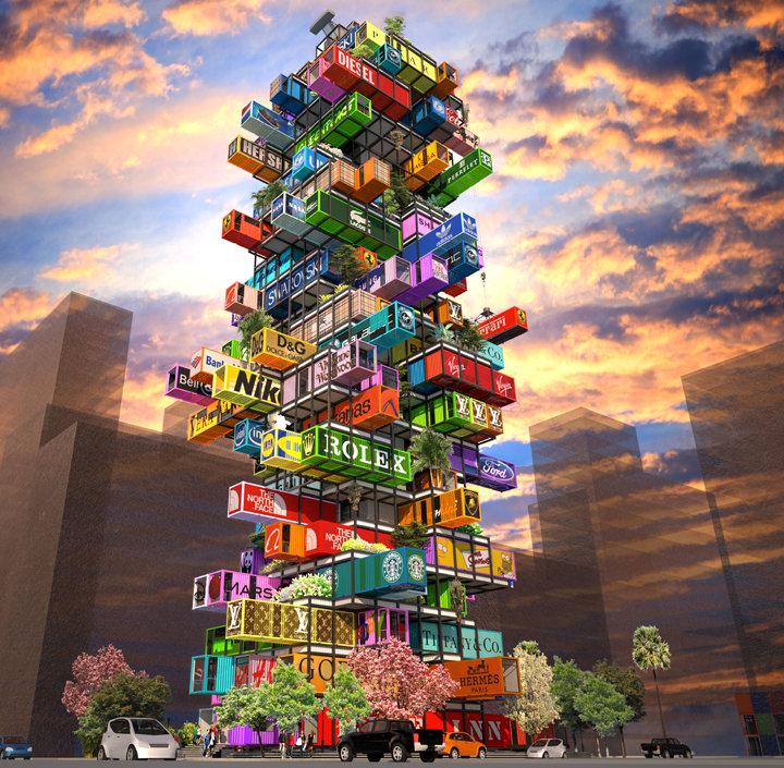 The design of the jenga-inspired hotel.