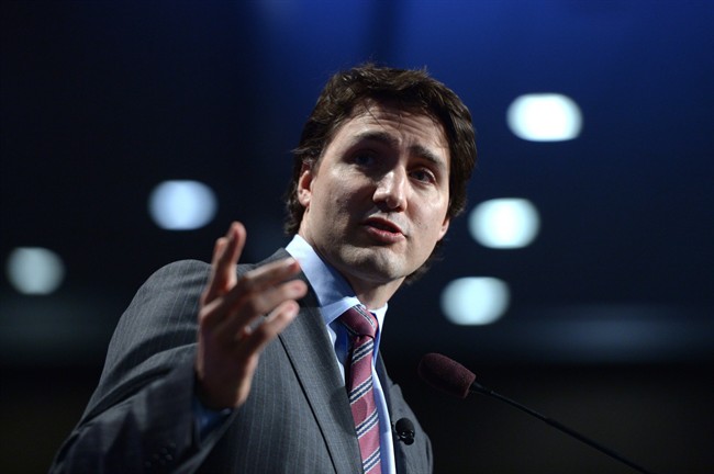 Federal Liberal Leader Justin Trudeau speaks to the Vancouver Board of Trade in Vancouver on Friday, April 11, 2014. THE CANADIAN PRESS/Jonathan Hayward.