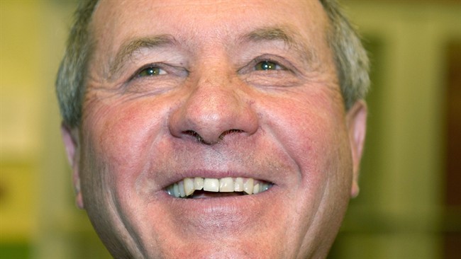 Ron Liepert reacts after defeating Rob Anders during the Calgary Signal Hill federal Conservative nomination, in Calgary, Alberta on Saturday, April 12, 2014. THE CANADIAN PRESS/Larry MacDougal.